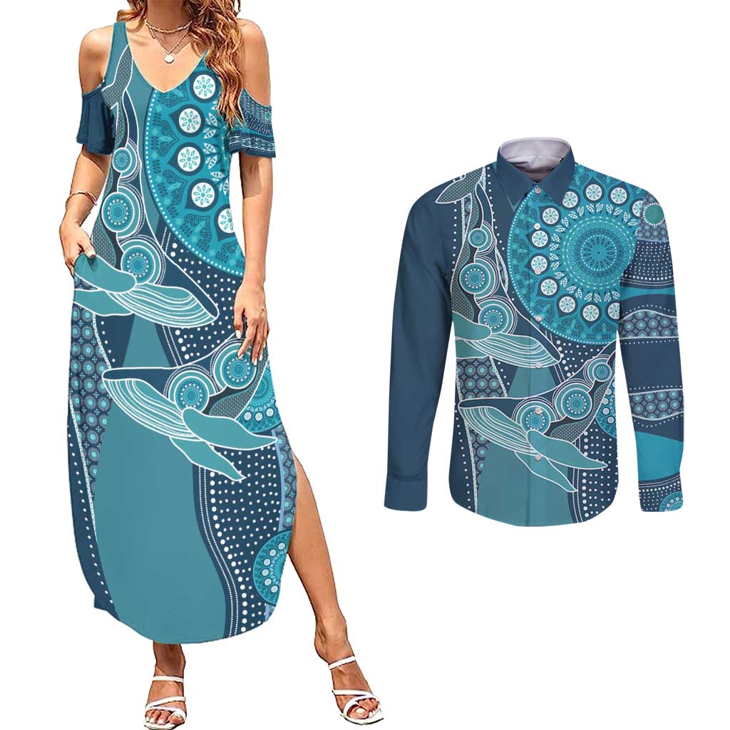 Personalized South Africa Whale Fes Couples Matching Summer Maxi Dress and Long Sleeve Button Shirt African Shwe Shwe Pattern - Wonder Print Shop