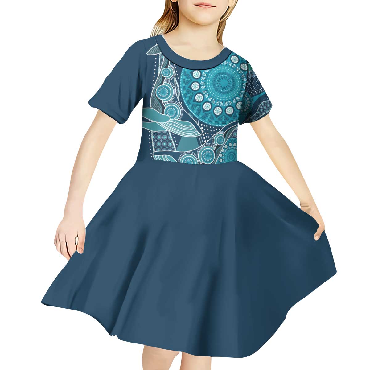 Personalized South Africa Whale Fes Kid Short Sleeve Dress African Shwe Shwe Pattern - Wonder Print Shop