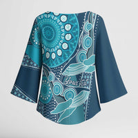 Personalized South Africa Whale Fes Kimono Sleeve Blouse African Shwe Shwe Pattern - Wonder Print Shop
