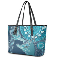 South Africa Whale Fes Leather Tote Bag African Shwe Shwe Pattern - Wonder Print Shop