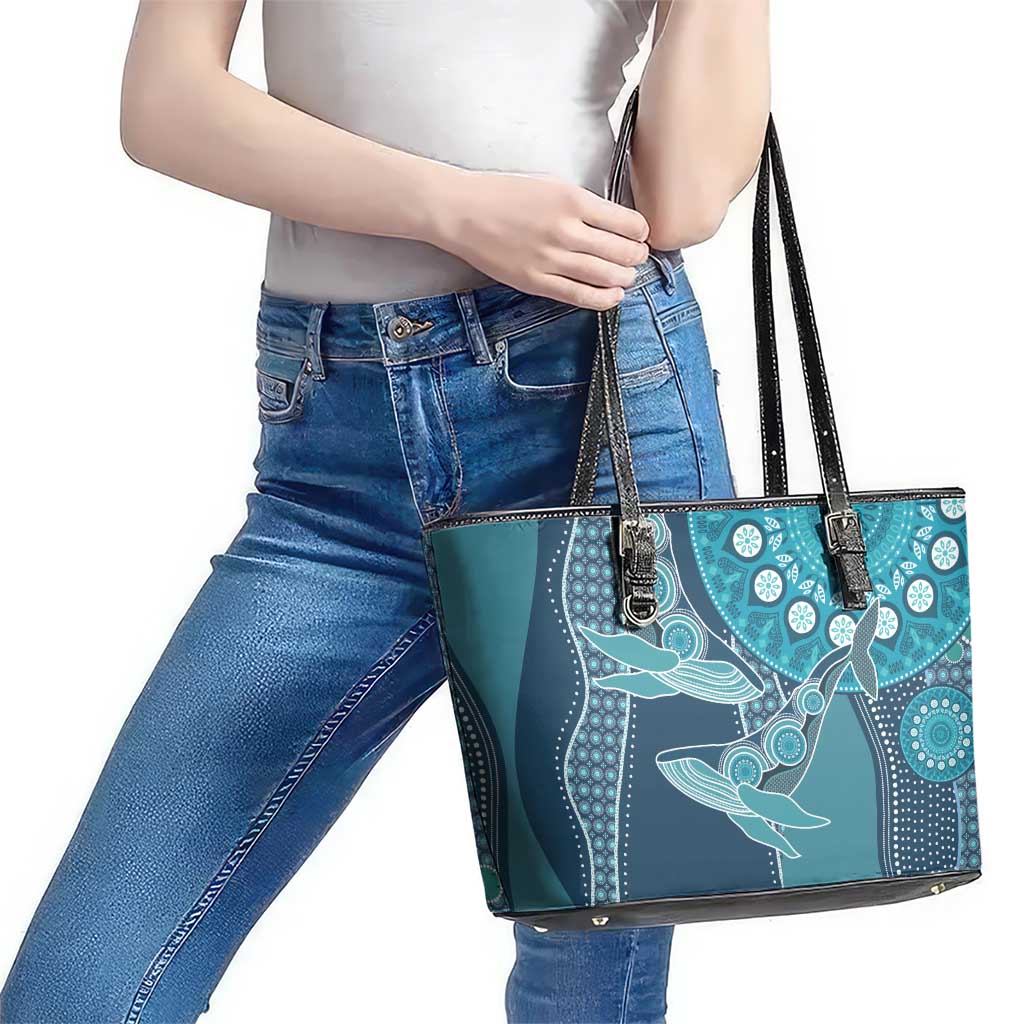 South Africa Whale Fes Leather Tote Bag African Shwe Shwe Pattern - Wonder Print Shop