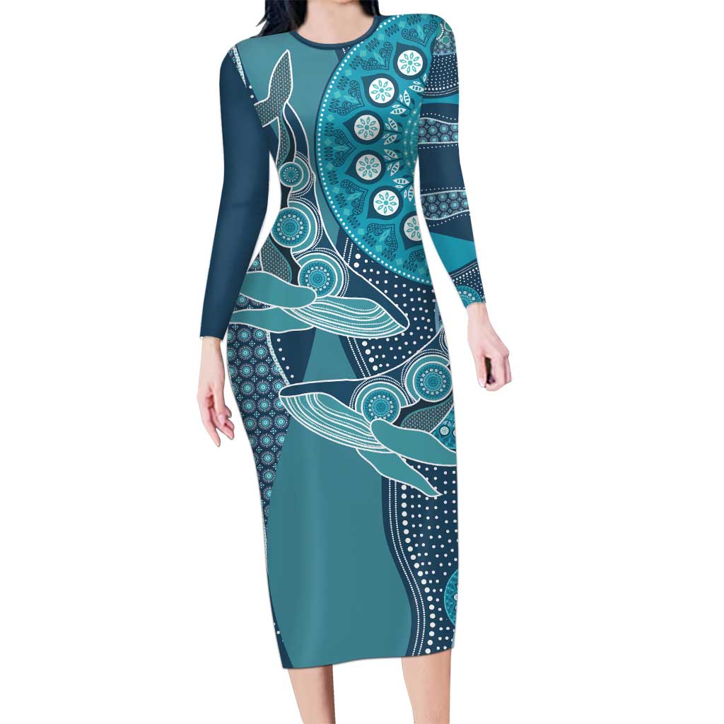 Personalized South Africa Whale Fes Long Sleeve Bodycon Dress African Shwe Shwe Pattern - Wonder Print Shop
