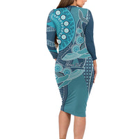 Personalized South Africa Whale Fes Long Sleeve Bodycon Dress African Shwe Shwe Pattern - Wonder Print Shop