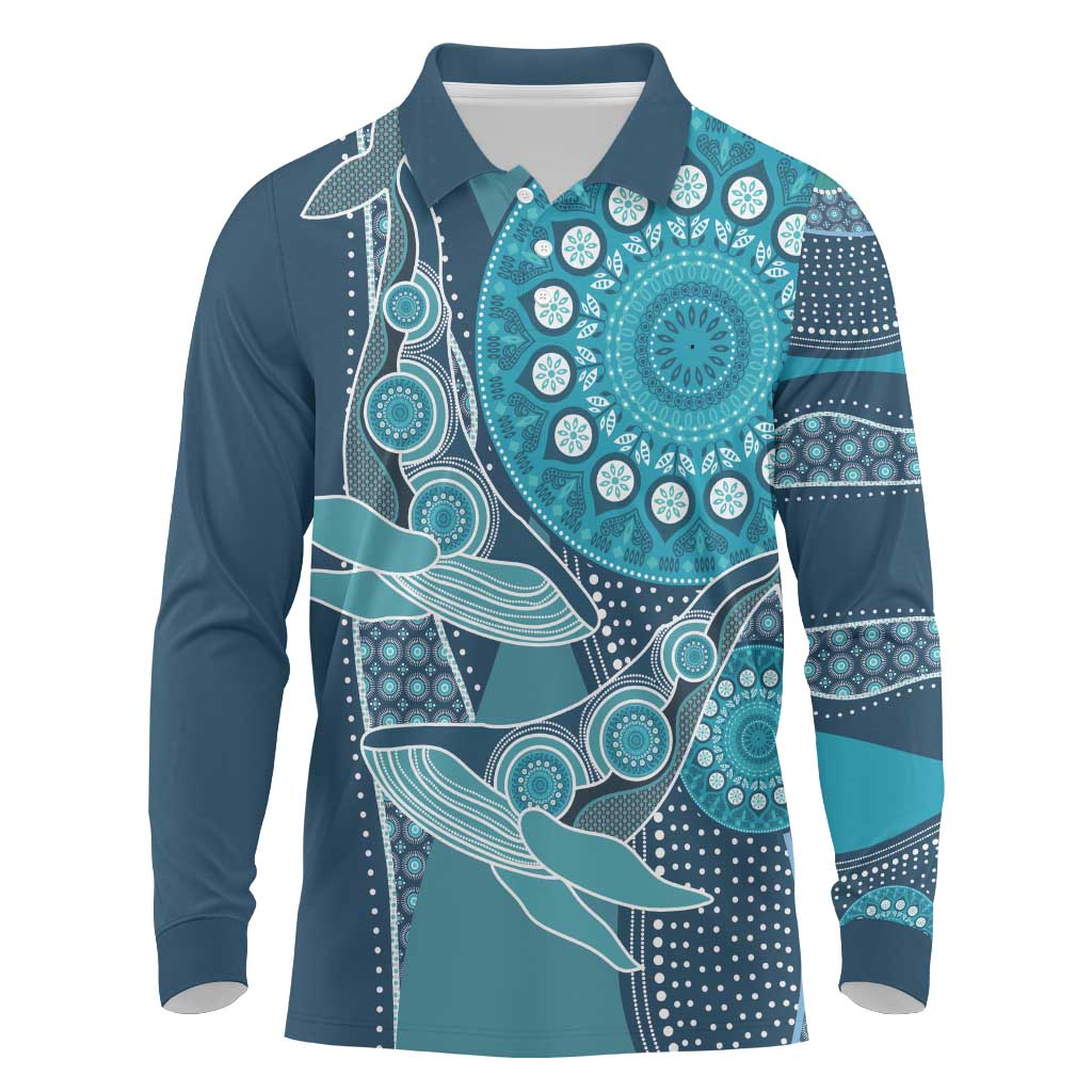 Personalized South Africa Whale Fes Long Sleeve Polo Shirt African Shwe Shwe Pattern - Wonder Print Shop