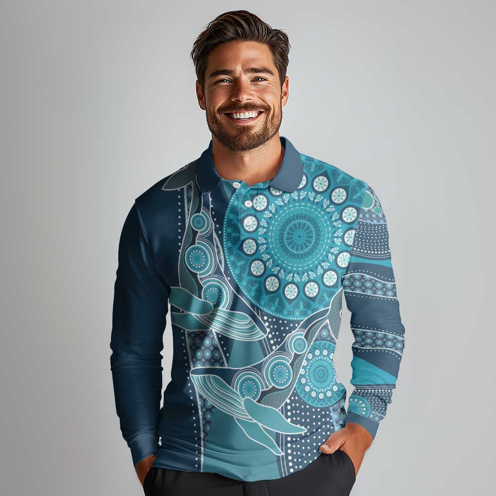 Personalized South Africa Whale Fes Long Sleeve Polo Shirt African Shwe Shwe Pattern - Wonder Print Shop
