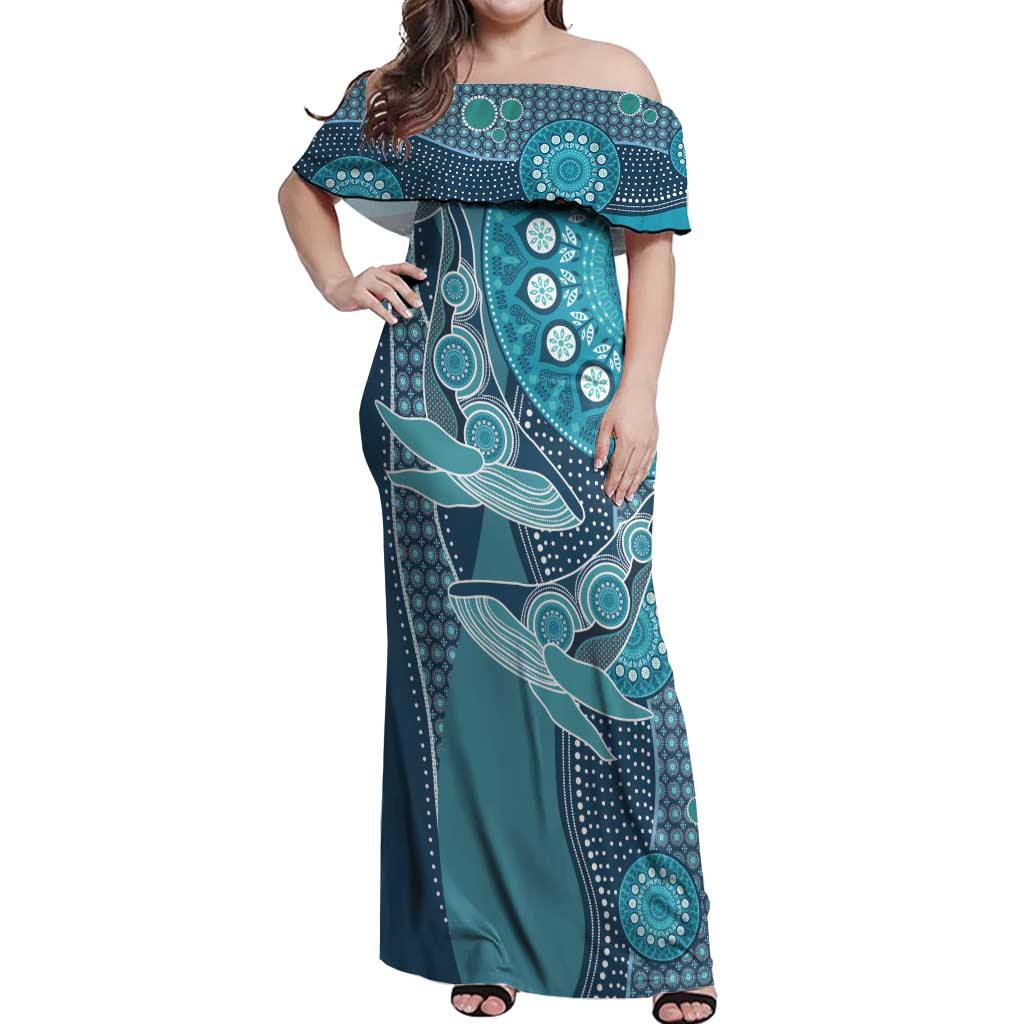Personalized South Africa Whale Fes Off Shoulder Maxi Dress African Shwe Shwe Pattern - Wonder Print Shop
