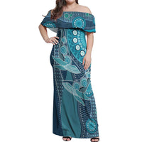Personalized South Africa Whale Fes Off Shoulder Maxi Dress African Shwe Shwe Pattern - Wonder Print Shop