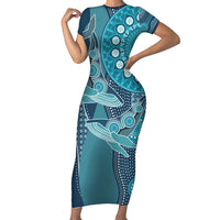 Personalized South Africa Whale Fes Short Sleeve Bodycon Dress African Shwe Shwe Pattern - Wonder Print Shop