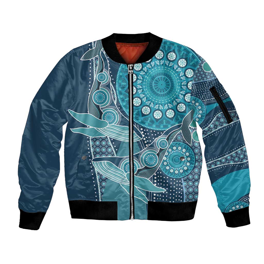 Personalized South Africa Whale Fes Sleeve Zip Bomber Jacket African Shwe Shwe Pattern - Wonder Print Shop