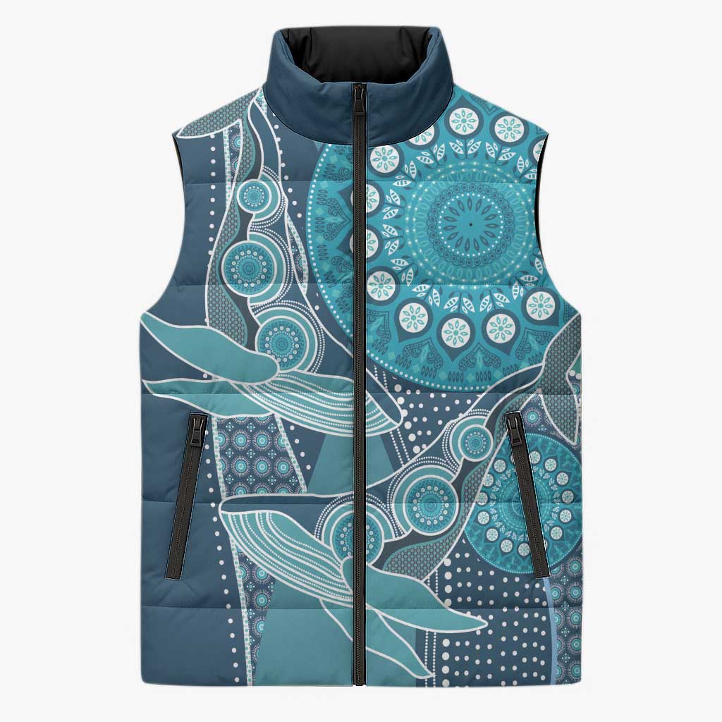 Personalized South Africa Whale Fes Sleeveless Puffer Jacket African Shwe Shwe Pattern - Wonder Print Shop
