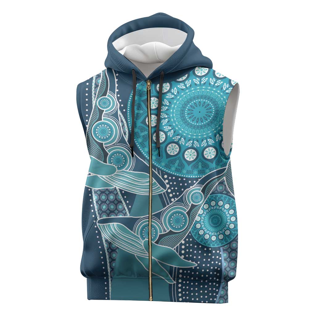 Personalized South Africa Whale Fes Sleeveless Zip Hoodie African Shwe Shwe Pattern - Wonder Print Shop