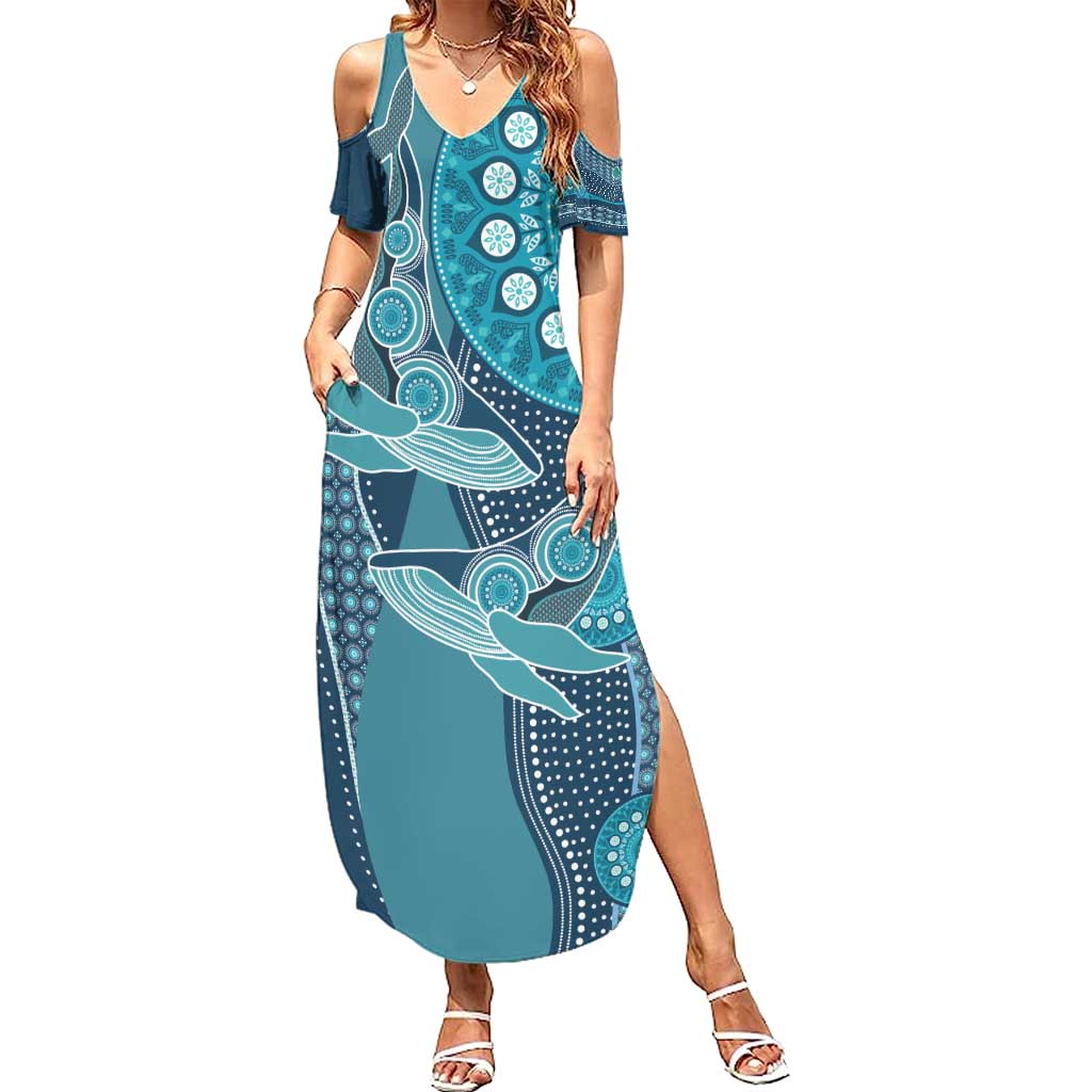 Personalized South Africa Whale Fes Summer Maxi Dress African Shwe Shwe Pattern - Wonder Print Shop