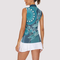 Personalized South Africa Whale Fes Women Sleeveless Polo Shirt African Shwe Shwe Pattern - Wonder Print Shop
