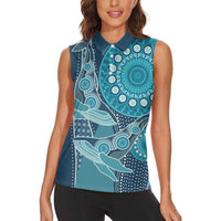 Personalized South Africa Whale Fes Women Sleeveless Polo Shirt African Shwe Shwe Pattern - Wonder Print Shop