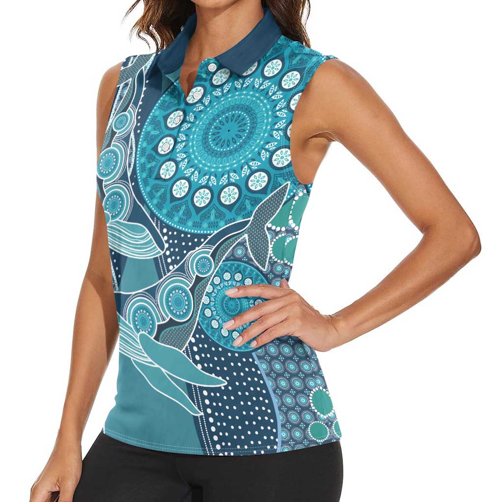 Personalized South Africa Whale Fes Women Sleeveless Polo Shirt African Shwe Shwe Pattern - Wonder Print Shop