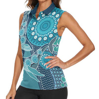 Personalized South Africa Whale Fes Women Sleeveless Polo Shirt African Shwe Shwe Pattern - Wonder Print Shop