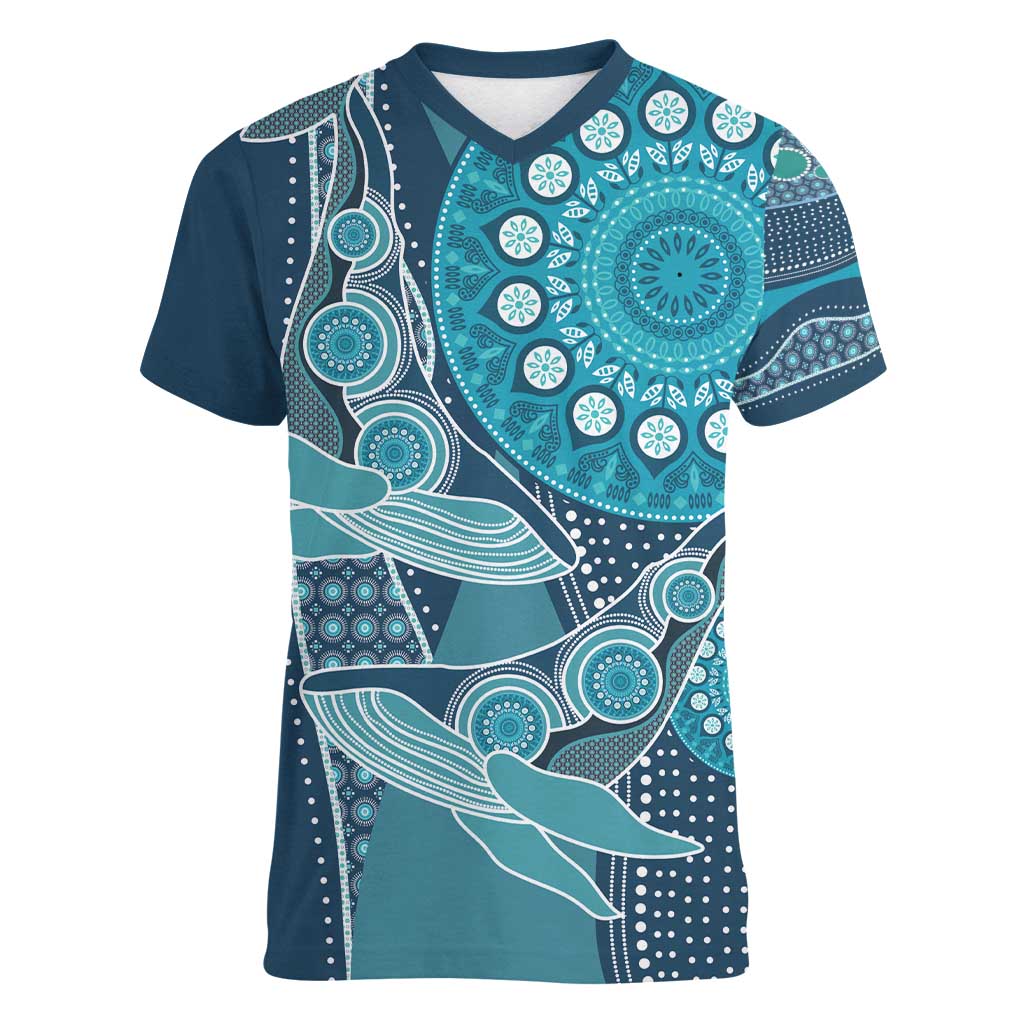 Personalized South Africa Whale Fes Women V-Neck T-Shirt African Shwe Shwe Pattern - Wonder Print Shop