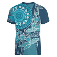 Personalized South Africa Whale Fes Women V-Neck T-Shirt African Shwe Shwe Pattern - Wonder Print Shop