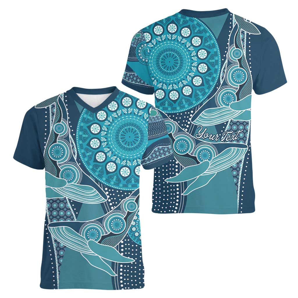 Personalized South Africa Whale Fes Women V-Neck T-Shirt African Shwe Shwe Pattern - Wonder Print Shop