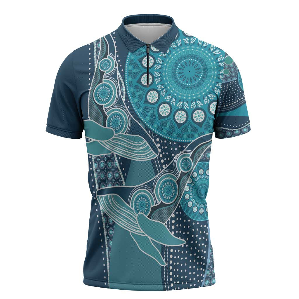 Personalized South Africa Whale Fes Zipper Polo Shirt African Shwe Shwe Pattern - Wonder Print Shop