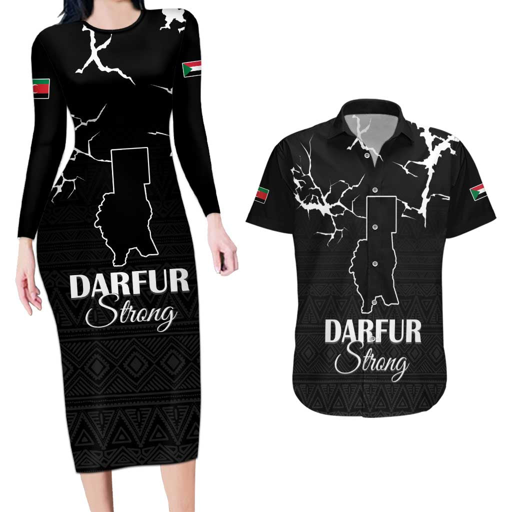 Darfur Sudan Strong Couples Matching Long Sleeve Bodycon Dress and Hawaiian Shirt Pray for Tarseen - Wonder Print Shop