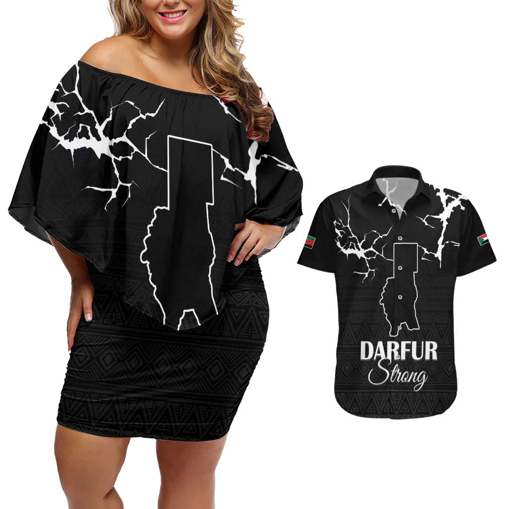 Darfur Sudan Strong Couples Matching Off Shoulder Short Dress and Hawaiian Shirt Pray for Tarseen - Wonder Print Shop