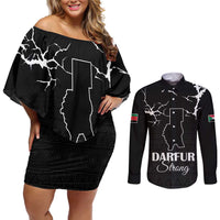 Darfur Sudan Strong Couples Matching Off Shoulder Short Dress and Long Sleeve Button Shirt Pray for Tarseen - Wonder Print Shop
