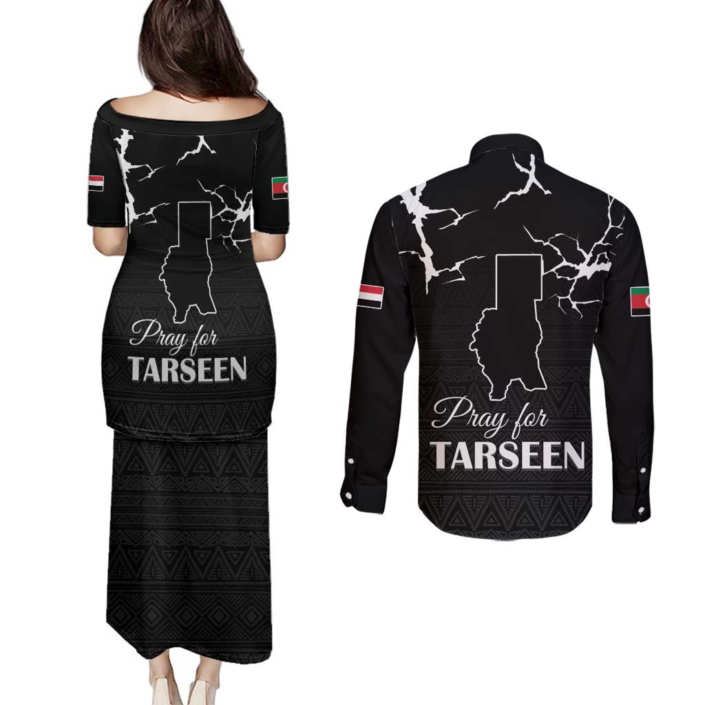 Darfur Sudan Strong Couples Matching Puletasi and Long Sleeve Button Shirt Pray for Tarseen - Wonder Print Shop