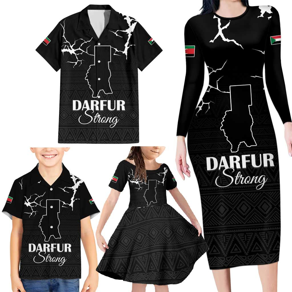 Darfur Sudan Strong Family Matching Long Sleeve Bodycon Dress and Hawaiian Shirt Pray for Tarseen - Wonder Print Shop