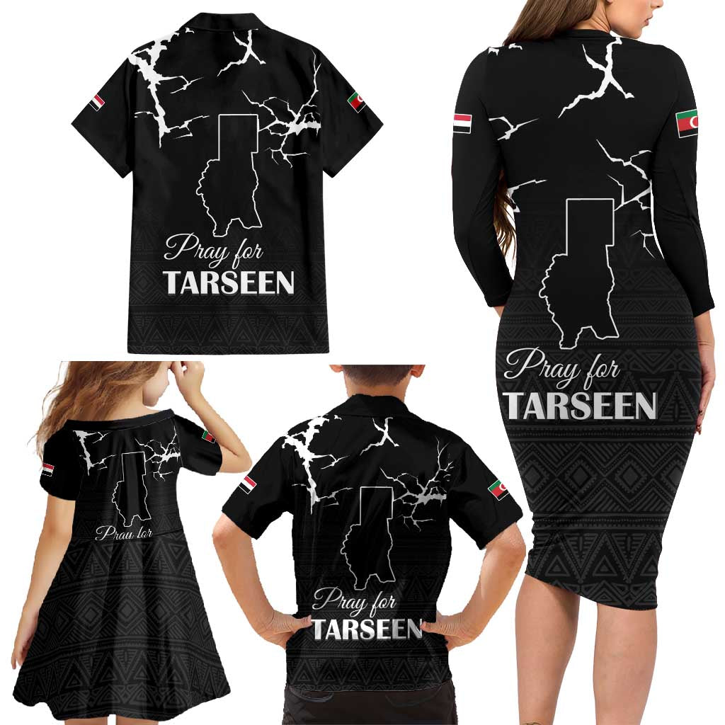 Darfur Sudan Strong Family Matching Long Sleeve Bodycon Dress and Hawaiian Shirt Pray for Tarseen - Wonder Print Shop