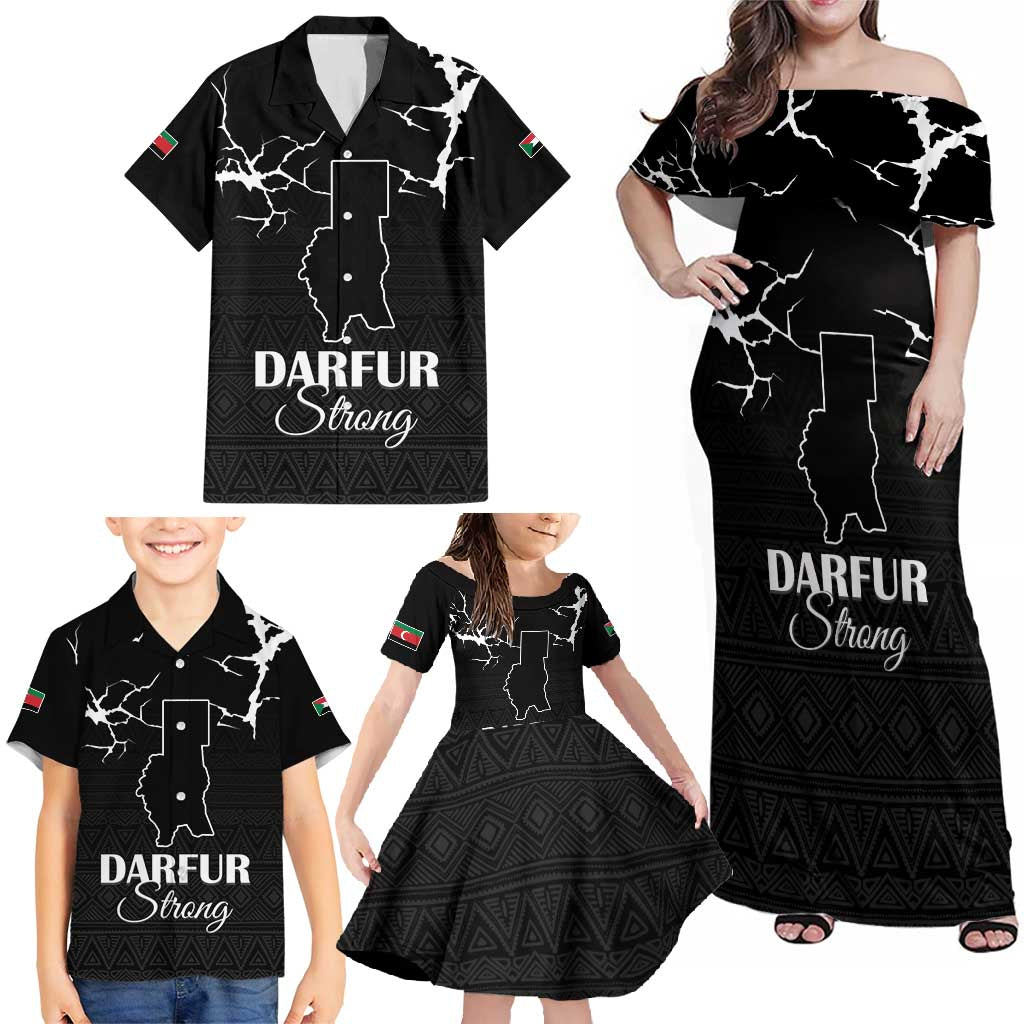 Darfur Sudan Strong Family Matching Off Shoulder Maxi Dress and Hawaiian Shirt Pray for Tarseen - Wonder Print Shop
