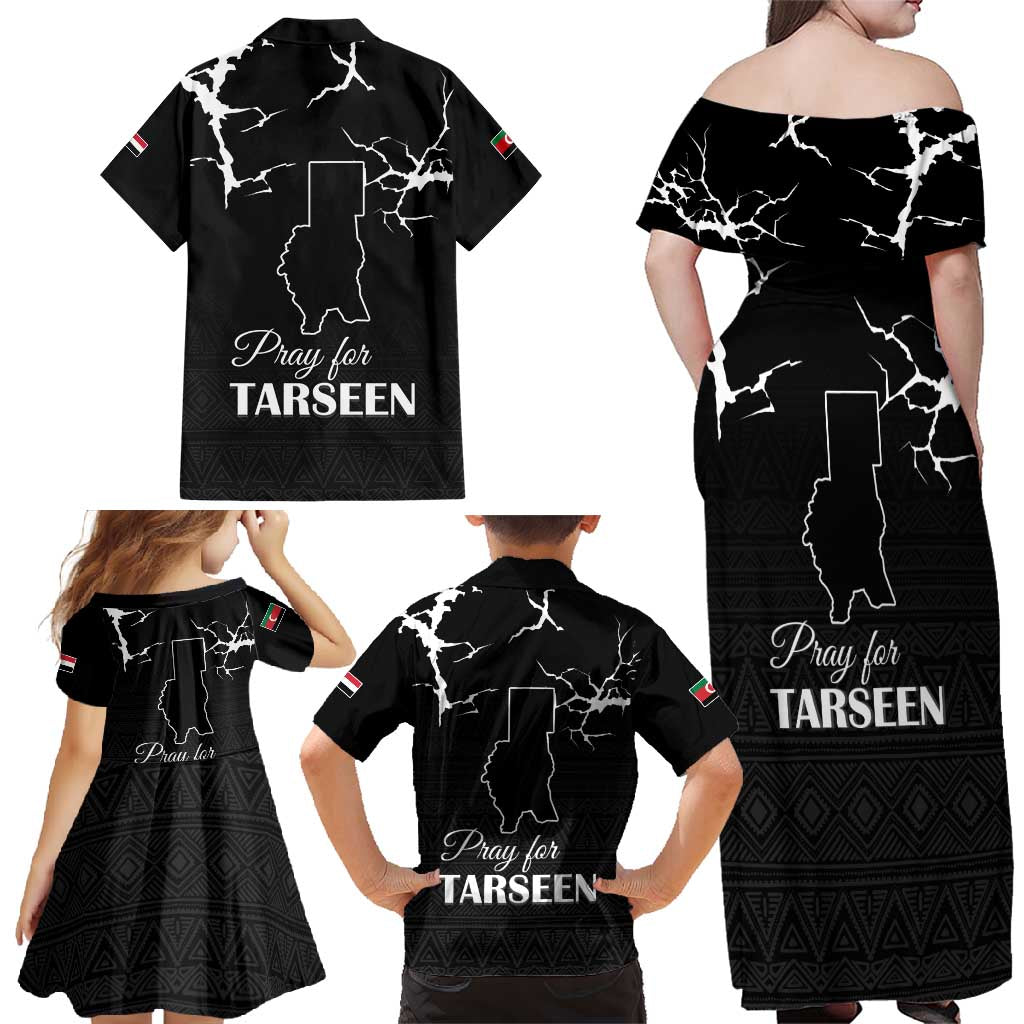 Darfur Sudan Strong Family Matching Off Shoulder Maxi Dress and Hawaiian Shirt Pray for Tarseen - Wonder Print Shop