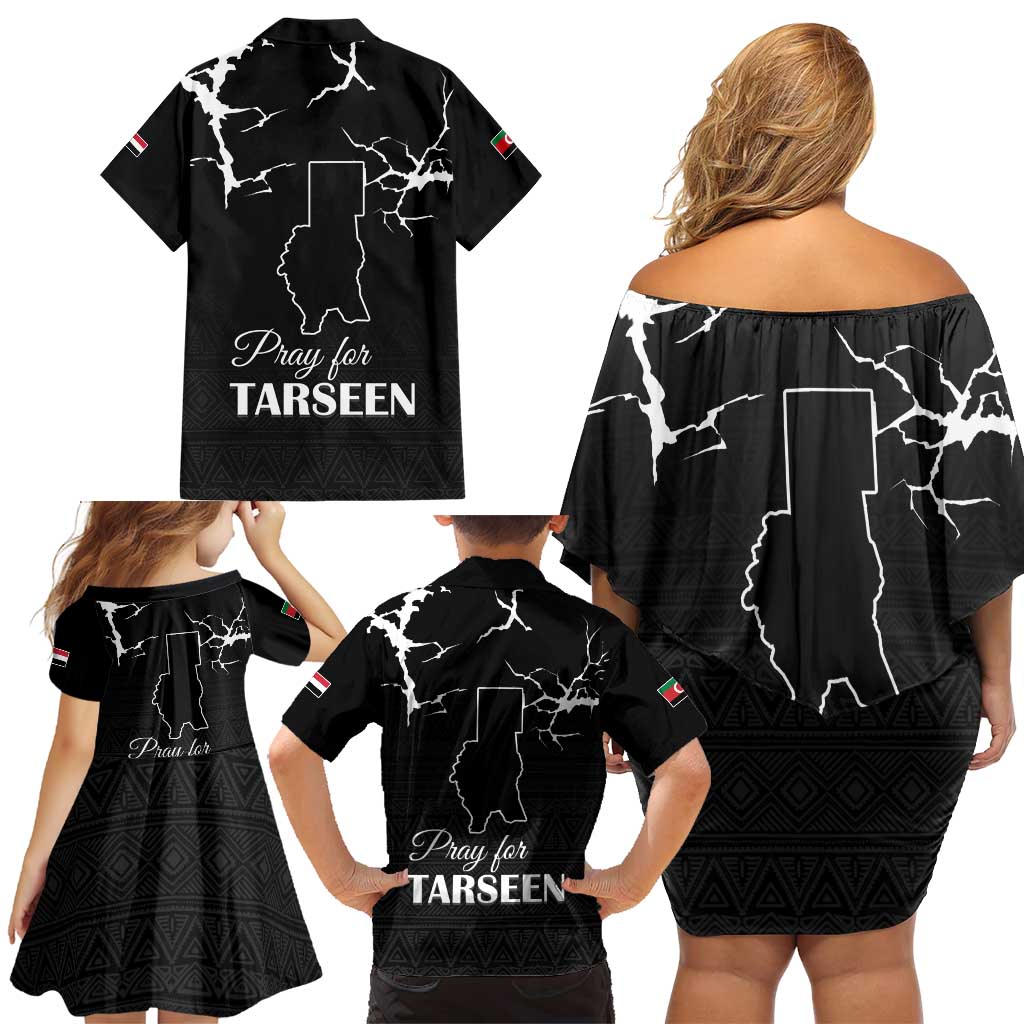 Darfur Sudan Strong Family Matching Off Shoulder Short Dress and Hawaiian Shirt Pray for Tarseen - Wonder Print Shop