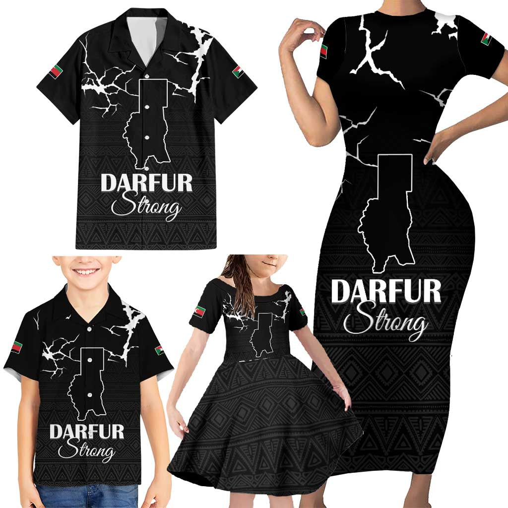Darfur Sudan Strong Family Matching Short Sleeve Bodycon Dress and Hawaiian Shirt Pray for Tarseen - Wonder Print Shop