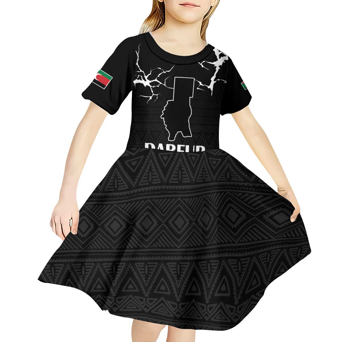 Darfur Sudan Strong Kid Short Sleeve Dress Pray for Tarseen - Wonder Print Shop