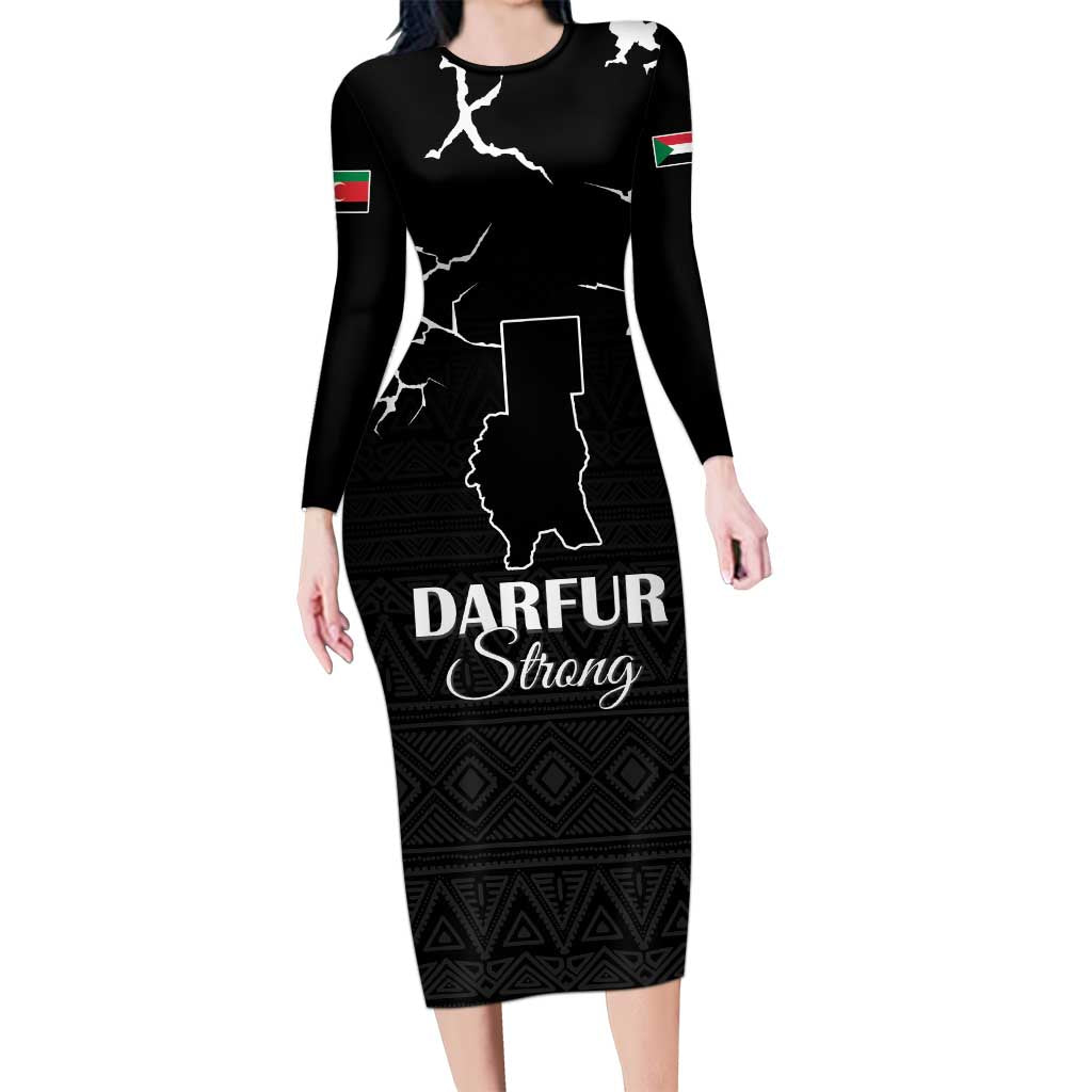 Darfur Sudan Strong Long Sleeve Bodycon Dress Pray for Tarseen - Wonder Print Shop