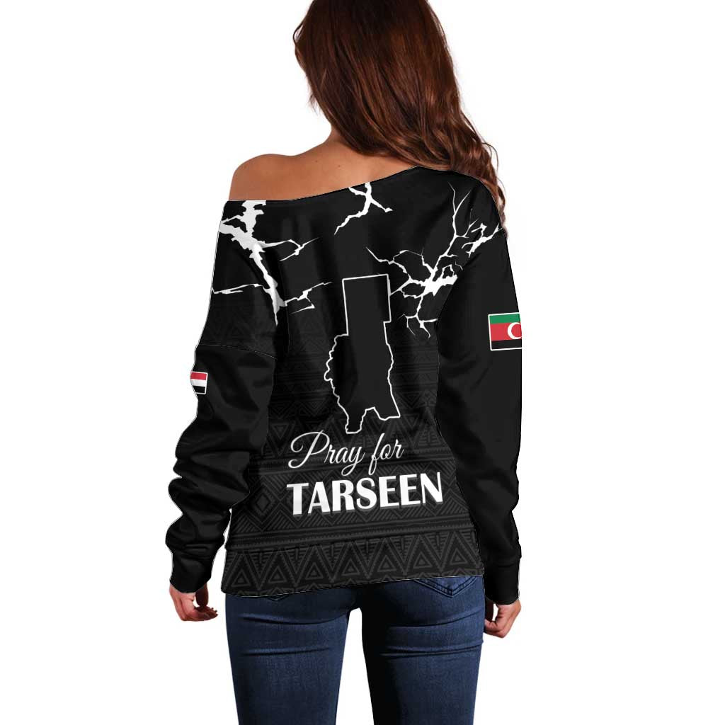 Darfur Sudan Strong Off Shoulder Sweater Pray for Tarseen - Wonder Print Shop