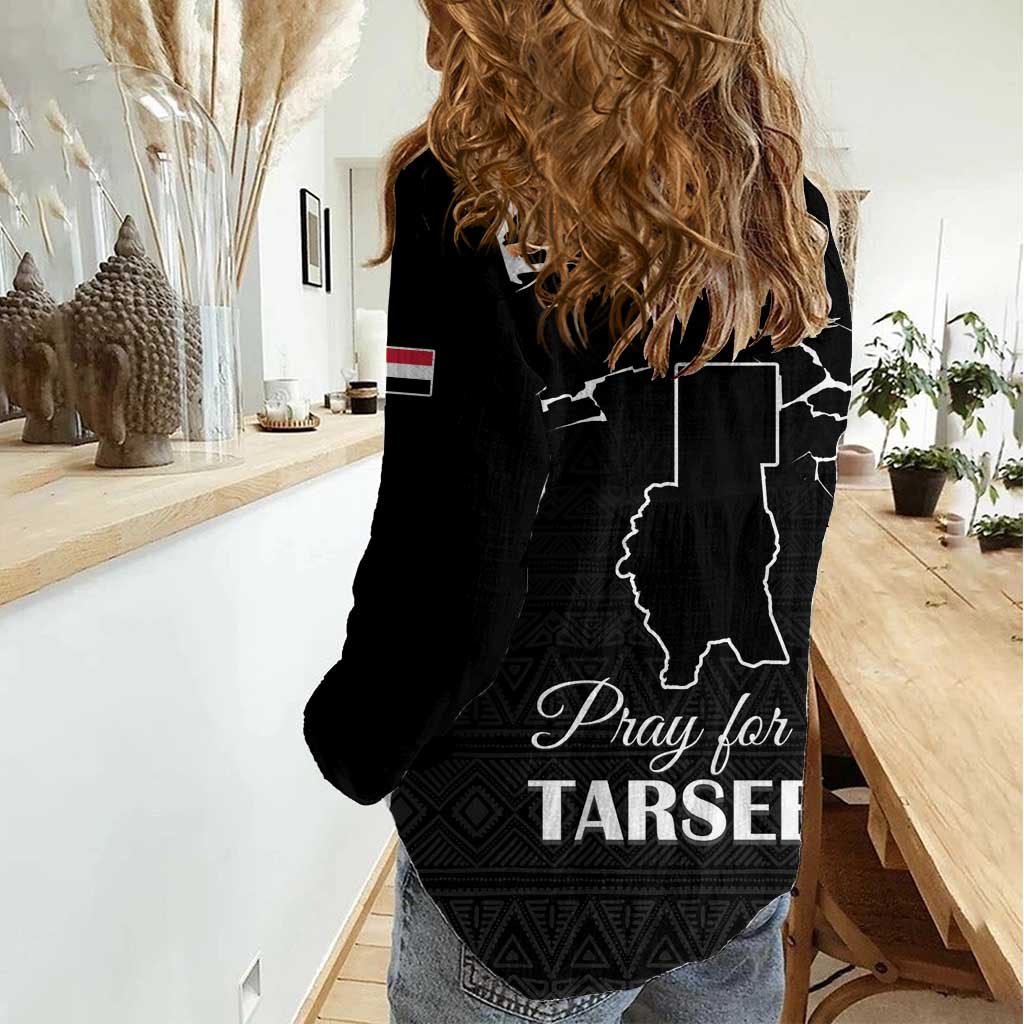 Darfur Sudan Strong Women Casual Shirt Pray for Tarseen - Wonder Print Shop