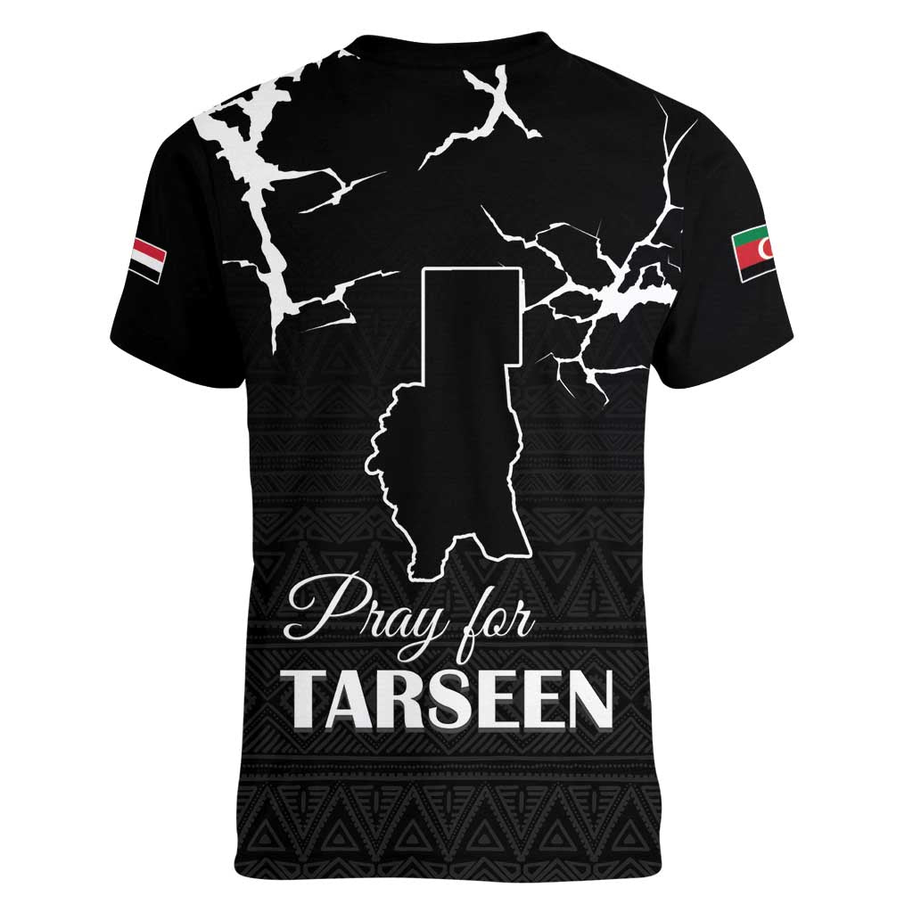 Darfur Sudan Strong Women V-Neck T-Shirt Pray for Tarseen - Wonder Print Shop