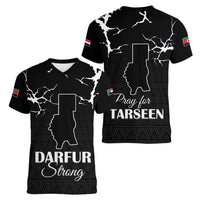 Darfur Sudan Strong Women V-Neck T-Shirt Pray for Tarseen - Wonder Print Shop