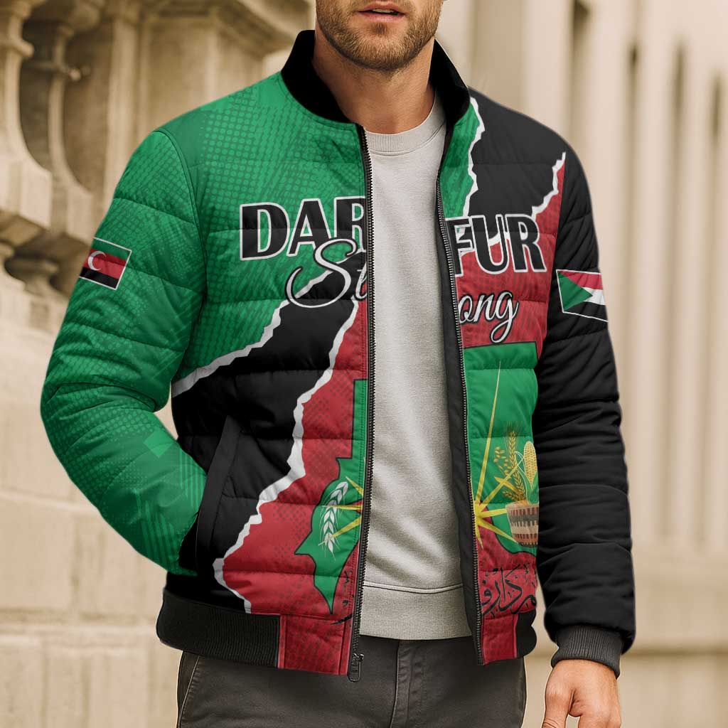 Personalized Sudan Bomber Puffer Jacket Darfur Be Strong - Wonder Print Shop