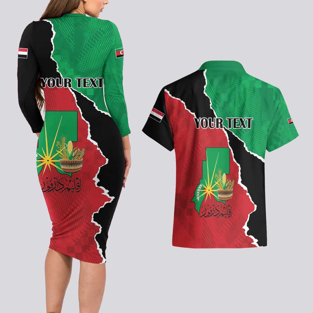 Personalized Sudan Couples Matching Long Sleeve Bodycon Dress and Hawaiian Shirt Darfur Be Strong - Wonder Print Shop