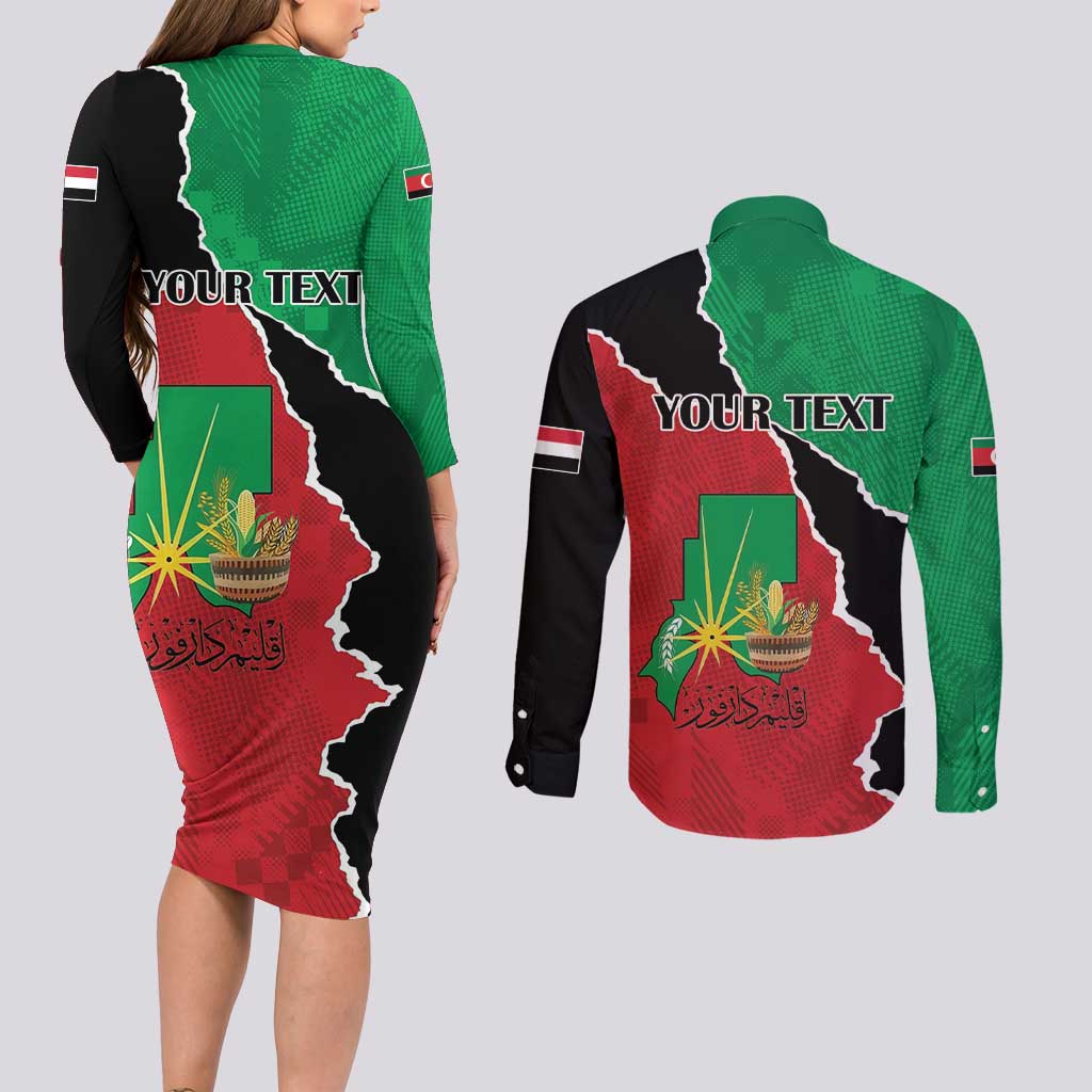 Personalized Sudan Couples Matching Long Sleeve Bodycon Dress and Long Sleeve Button Shirt Darfur Be Strong - Wonder Print Shop