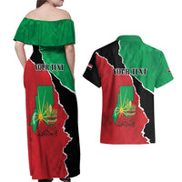 Personalized Sudan Couples Matching Off Shoulder Maxi Dress and Hawaiian Shirt Darfur Be Strong - Wonder Print Shop