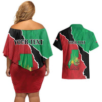 Personalized Sudan Couples Matching Off Shoulder Short Dress and Hawaiian Shirt Darfur Be Strong - Wonder Print Shop