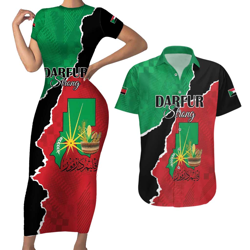 Personalized Sudan Couples Matching Short Sleeve Bodycon Dress and Hawaiian Shirt Darfur Be Strong - Wonder Print Shop