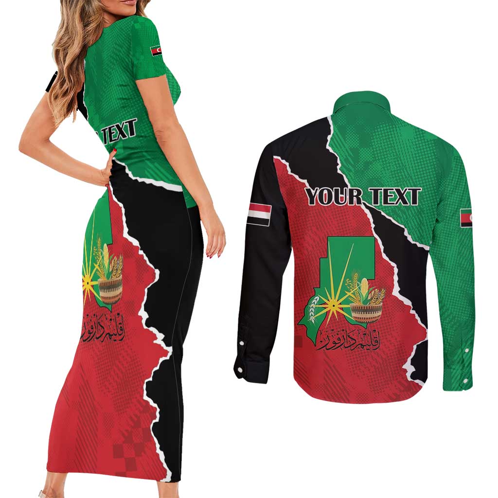 Personalized Sudan Couples Matching Short Sleeve Bodycon Dress and Long Sleeve Button Shirt Darfur Be Strong - Wonder Print Shop