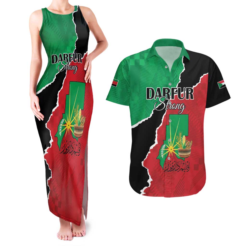 Personalized Sudan Couples Matching Tank Maxi Dress and Hawaiian Shirt Darfur Be Strong - Wonder Print Shop