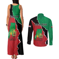 Personalized Sudan Couples Matching Tank Maxi Dress and Long Sleeve Button Shirt Darfur Be Strong - Wonder Print Shop