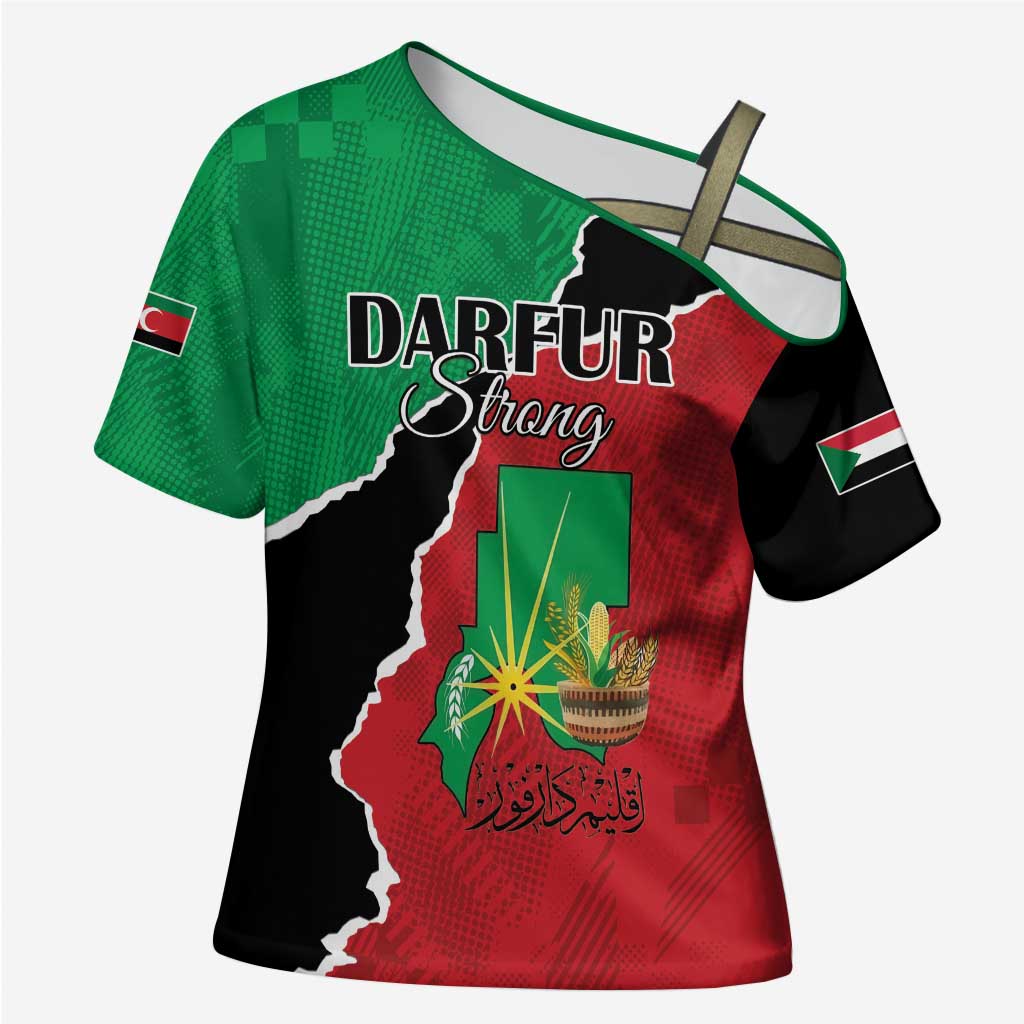 Personalized Sudan Cross Shoulder Shirt Darfur Be Strong - Wonder Print Shop